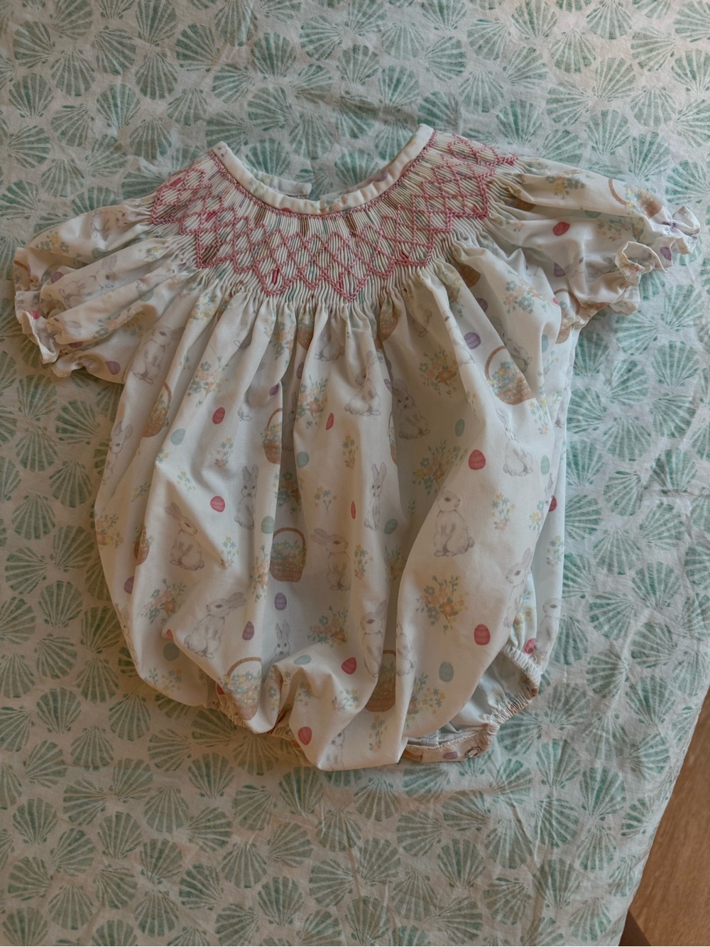 Smocked Cream Easter Bunny Bubble Romper for Kids